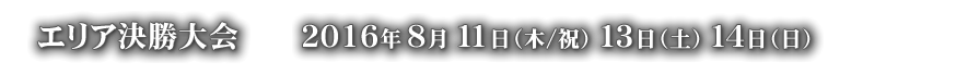 エリア決勝大会 ２０１６年８月１１日（木/祝）１３日（土）１４日（日）