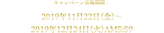 キャンペーン実施期間：2019年11月22日(金)～2019年12月24日(火)AM5:59