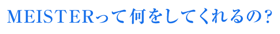 MEISTERって何をしてくれるの？