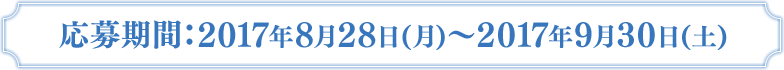 応募期間：2017年8月28日(月)～2017年9月30日(土)