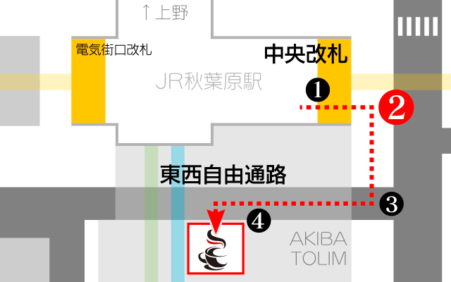 JR秋葉原駅中央改札からスクエニカフェまでの道順 図版2