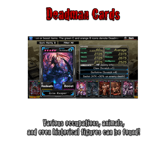 [Deadman] Cards Various occupations, animals, and even historical figures can be found!