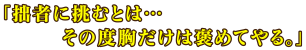 「拙者に挑むとは…その度胸だけは褒めてやる。」