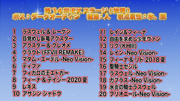 DARK VISIONSで使われているユニットランキング（2020年10月開催）