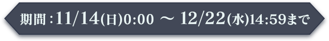 期間:11/14(日)0:00～12/22(水)14:59まで