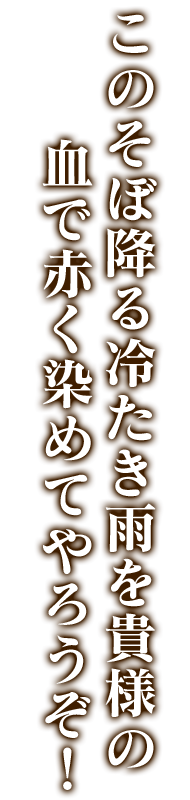 このそぼ降る冷たき雨を貴様の血で赤く染めてやろうぞ！