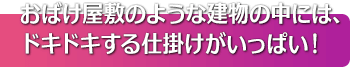 おばけ屋敷のような建物の中には、ドキドキする仕掛けがいっぱい！