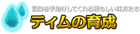 冒険を手助けしてくれる頼もしい味方たち ティムの育成