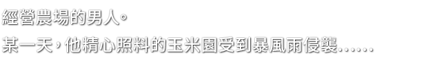 經營農場的男人。某一天，他精心照料的玉米園受到暴風雨侵襲……