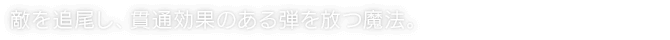 敵を追尾し、貫通効果のある弾を放つ魔法。