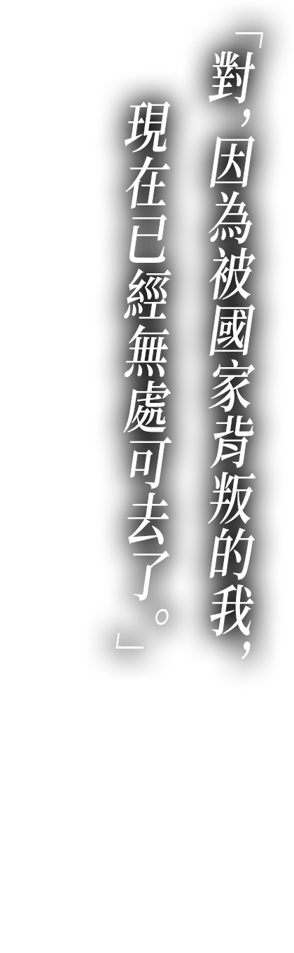 對，因為被國家背叛的我，現在已經無處可去了。