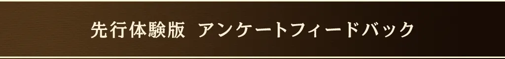 先行体験版 アンケートフィードバック