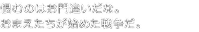 恨むのはお門違いだな。おまえたちが始めた戦争だ。