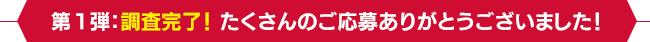 第1弾：調査完了！ たくさんのご応募ありがとうございました！