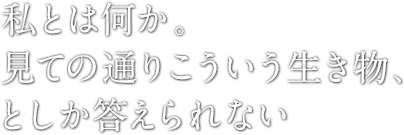 私とは何か。見ての通りこういう生き物、としか答えられない