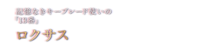 記憶なきキーブレード使いの「13番」　ロクサス