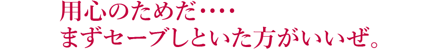 用心のためだ････ まずセーブしといた方がいいぜ。