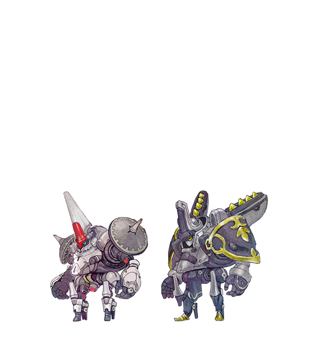 古代人が残した 機械兵器“機装”　遥か昔に存在した機械文明が遺した機械兵器“機装”。搭乗者の能力を大幅に高めるとともに、機体固有の機能“パラダイムドライブ”を有し、戦場において圧倒的な存在感を発揮する。極めて貴重な兵器だが、帝国と協力し、ロスト現象の謎を追うカナタたちは偶然にも入手することとなる。