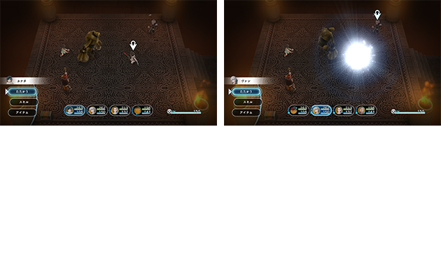 バトル中でもATBゲージが溜まり、行動可能になったキャラクターであれば、“ATBゲージの半分を消費”することで、機装の乗降が可能だ。