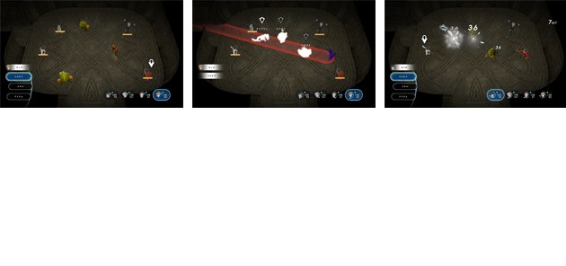 射線に複数のモンスターを捕らえられる位置に移動し、ボウガンで攻撃。射線上の敵全てにダメージを与えることに成功。