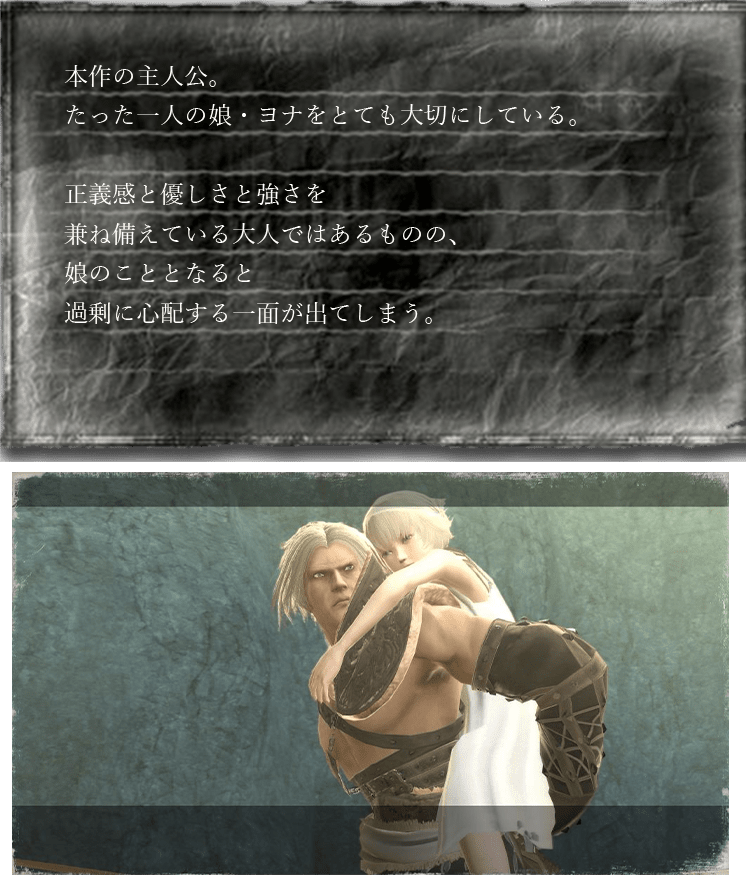 本作の主人公。たった一人の娘・ヨナをとても大切にしている。正義感と優しさと強さを兼ね備えている大人ではあるものの、娘のこととなると過剰に心配する一面が出てしまう。