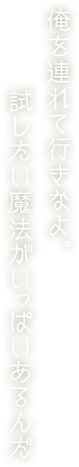 俺を連れて行きなよ。試したい魔法がいっぱいあるんだ