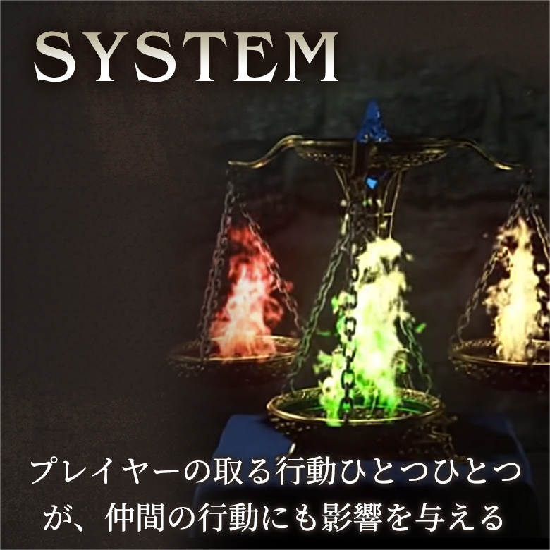SYSTEM プレイヤーの取る行動ひとつひとつが、仲間の行動にも影響を与える