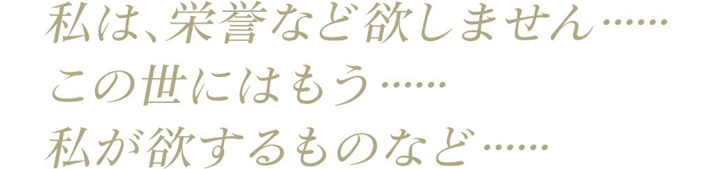 私は、栄誉など欲しません……この世にはもう……私が欲するものなど……